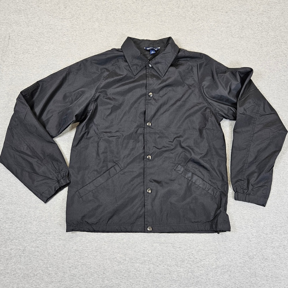 Sport-Tek Mens Black Coaches Jacket Snap Front JST71 Size Small